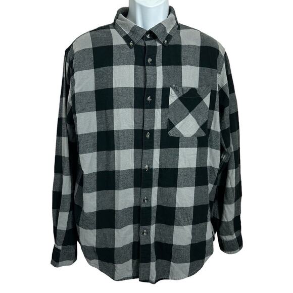 Magellan Outdoors Flannel Button Front Plaid Shirt Sz Large Gray Black - Picture 6 of 6